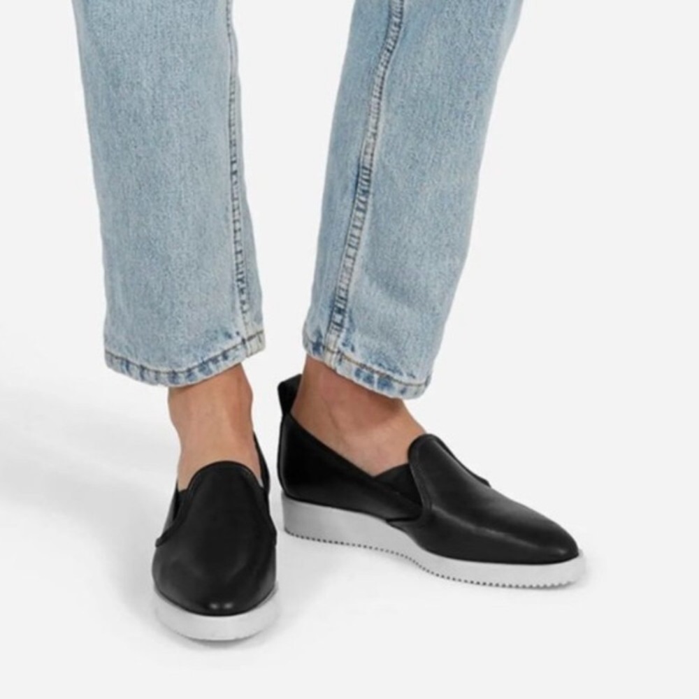 Everlane Black Leather Street Shoes loafers- US10